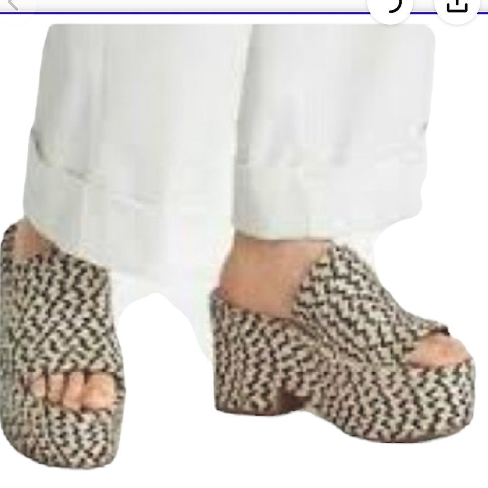 Zara Yute Mia Platform Slide Sandals Black and Beige  New - Picture 6 of 13